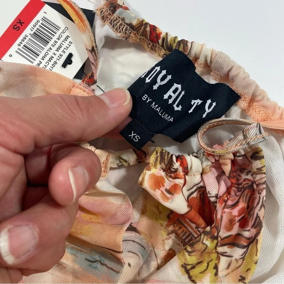 New Royalty By Maluma Crop Printed Tank Top Keyhole Palm Beach - Picture 4 of 7